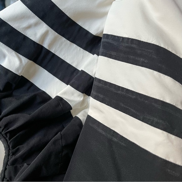ROSIE ASSOULIN sz S Off Shoulder Balloon Sleeve Top Off White Black Stripe - Picture 9 of 16